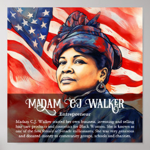 Poster Madame CJ Walker Sala de Aula de História Negra