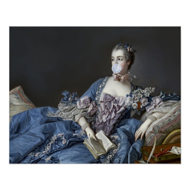 Póster Madame de Pompadour soprando um chiclete azul (Frente)