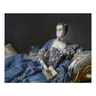 Póster Madame de Pompadour soprando uma pastilha azul