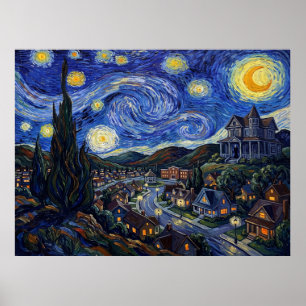 Poster Madeira Estrelada Noturna de Woodsboro Ghostface