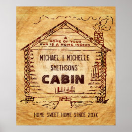 Póster Madeira Faux Personalizada de Cabina de Log