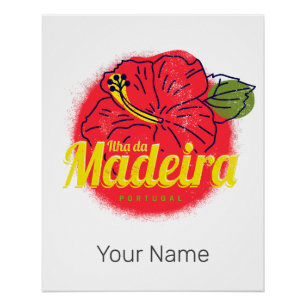 Póster Madeira Hibiscus Fllower Island Portugal Souvenir
