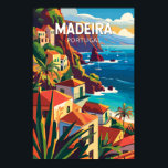 Poster Madeira Portugal Viagem Art Vintage<br><div class="desc">Madeira retro vetor viagem. A Madeira,  região autônoma de Portugal,  é um arquipélago constituído por quatro ilhas ao largo da costa noroeste de África. É conhecida pelo nome de vinho e clima quente e subtropical.</div>