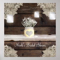 Madeira russa, Lace e Mason Jars Barn Banner Poste