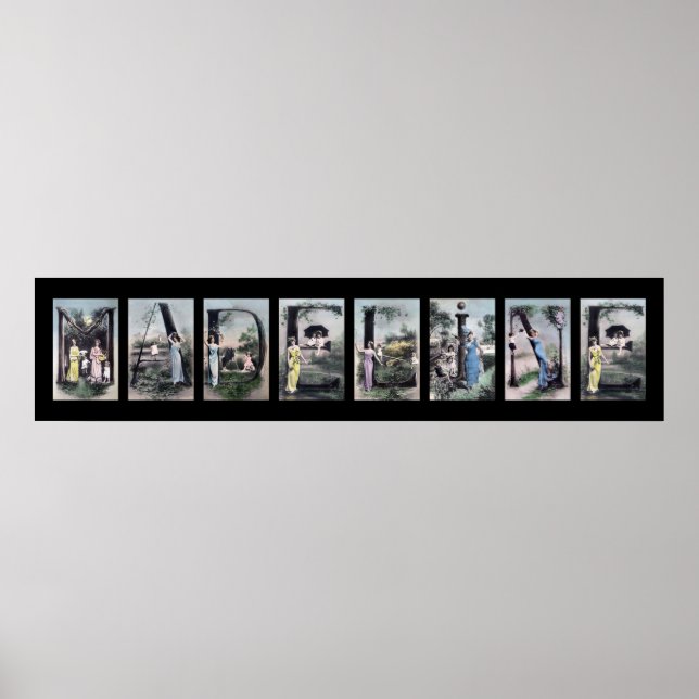 Póster MADELINE Vintage - Alfabeto - Letra Name Art (Frente)