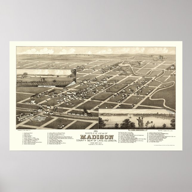 Póster Madison, SD Panorâmica - 1883 (Frente)