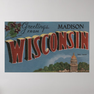 Poster Madison, Wisconsin (capital de estado/flor)