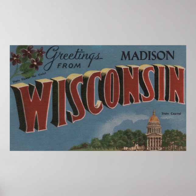 Poster Madison, Wisconsin (Capital Estatal/Flor) (Frente)