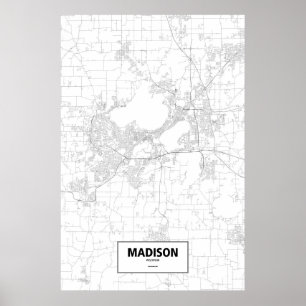 Poster Madison, Wisconsin (preto no branco)