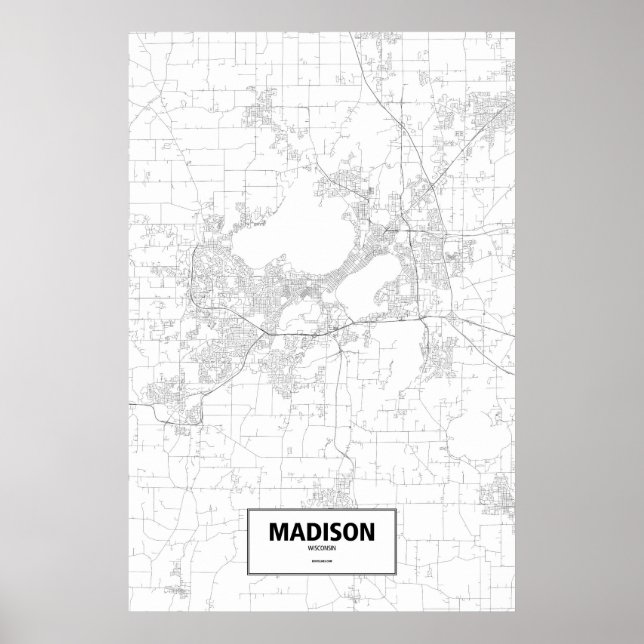 Poster Madison, Wisconsin (preto no branco) (Frente)