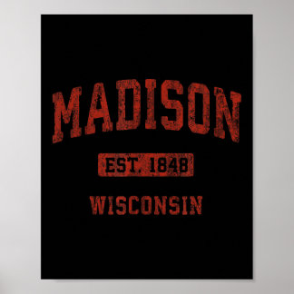 Poster Madison Wisconsin Wi Desenho Esportivo Atlético Vi