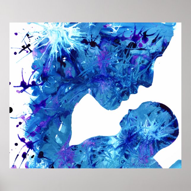 Poster Madona Azul e menino bela aquarela (Frente)