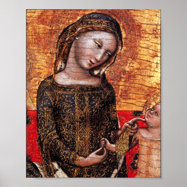Póster MADONA DA HUMILDADE Detalhe por Vitale de Bolonha (Frente)