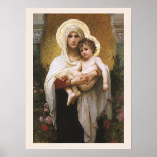 Póster Madona das Rosas de Bouguereau