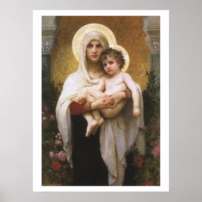 Póster Madona das Rosas de Bouguereau (Frente)