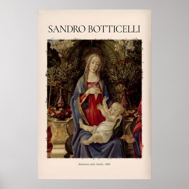 Poster Madona de Botticelli com Santos Bardi Altarpiece (Frente)