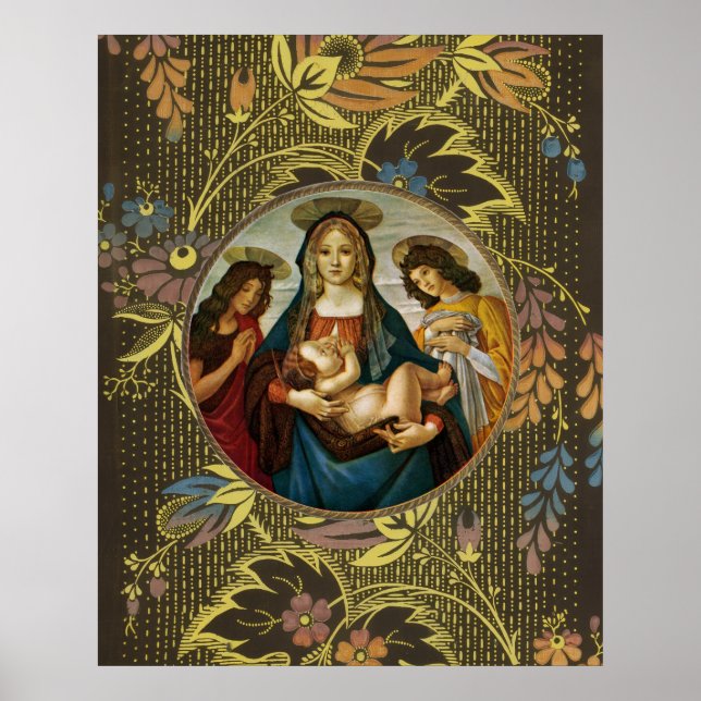 Poster Madona e Menino de Botticelli (Frente)