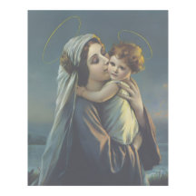 Madona e Menino Jesus Cartaz de Arte Impresso Vint