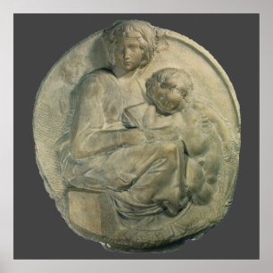 Poster Madona e Menino, Tondo Pitti de Michelangelo