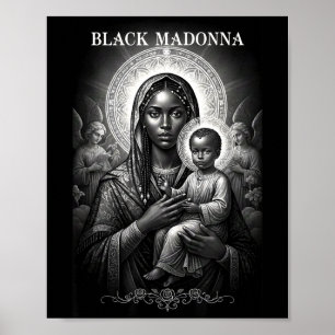 Poster Madona Negra Mãe Negra e Filho Cristão Bla