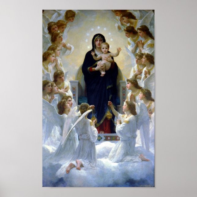 Póster Madona Rainha de Angels Bouguereau Regina Angeloru (Frente)
