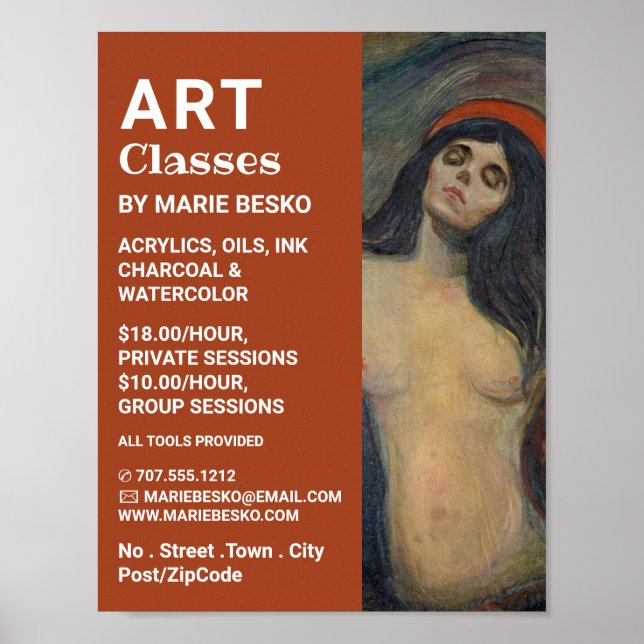 Poster Madonna 1894 Versão De Edvard Munch, Classes De Ar (Frente)
