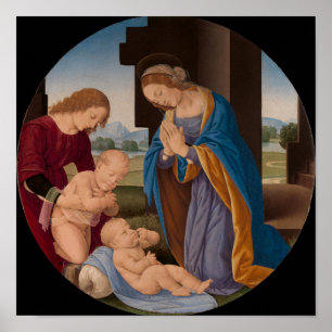 Póster Madonna Adoring the Child with the Infant Saint