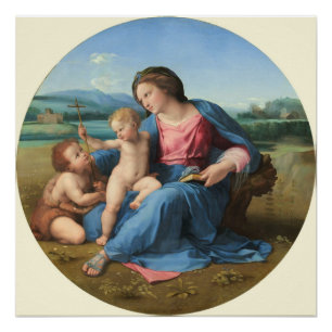 Póster Madonna alba, C. 1510 (óleo no painel)