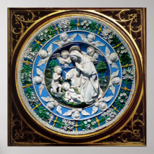 POSTER MADONNA COM CRIANÇA E ANJOS