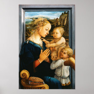 Poster Madonna com criança e dois anjos, Filippo Lippi