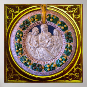 PÓSTER MADONNA COM CRIANÇA E SANTOS