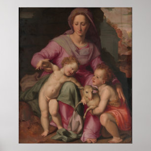 Póster Madonna & criança com St John o baptista