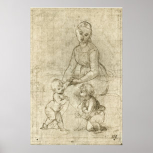 Póster Madonna, Cristo, Santo João Batista por Rapahel