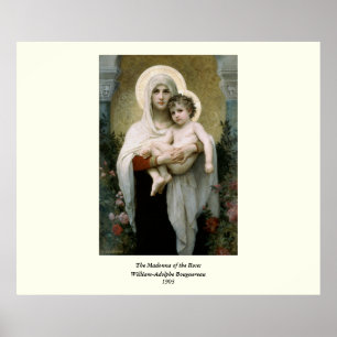 Póster Madonna de Bouguereau dos rosas (1903)