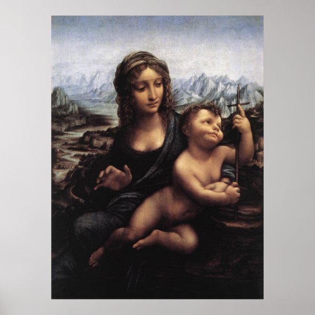 Póster madonna do enrolador, Leonardo Da Vinci (Frente)
