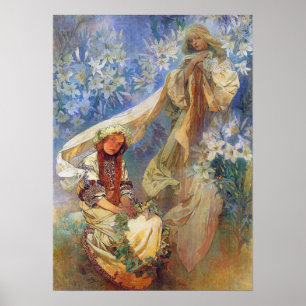 Poster Madonna dos lírios, Alphonse Mucha Art
