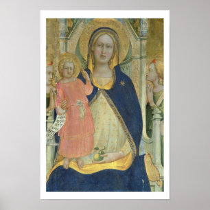 Póster Madonna e a criança enthroned com santos, detalha