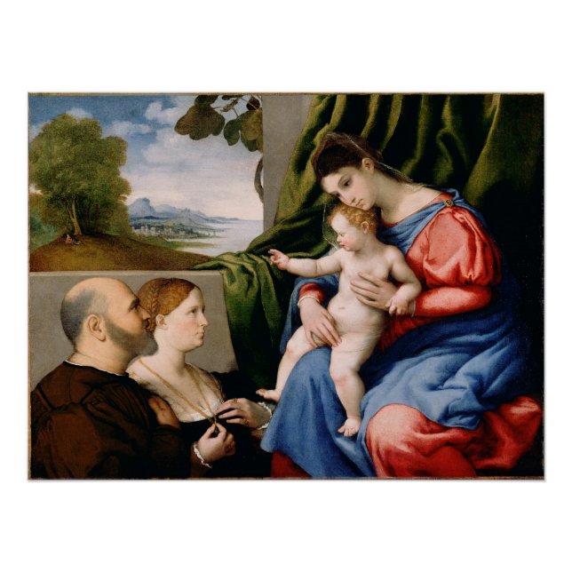 Póster Madonna e Child com o Santo da Criança John (Frente)