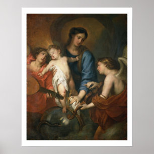 Póster Madonna e criança com anjos