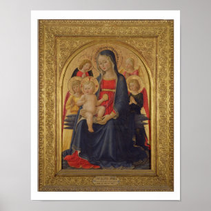 Póster Madonna e Criança com Anjos, c.1467 (óleo no paine