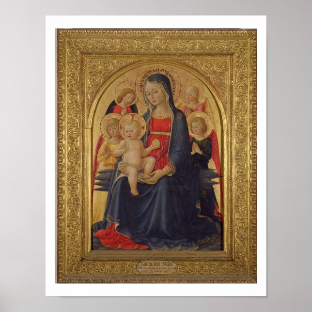 Póster Madonna e Criança com Anjos, c.1467 (óleo no paine (Frente)
