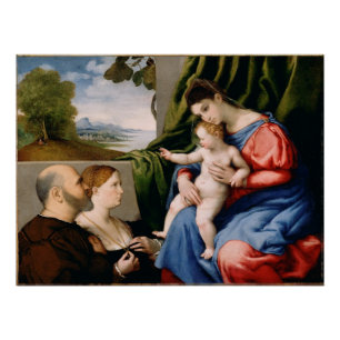 Póster Madonna e criança com o St John infantil