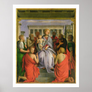 Póster Madonna e criança com oito santos, 1520s (têmper