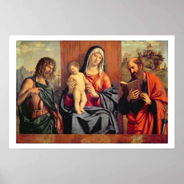 Poster Madonna e Criança com Ruas, John Baptist e Ruas (Frente)