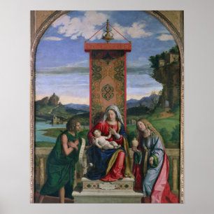 Póster Madonna e criança com St John o baptista e mães