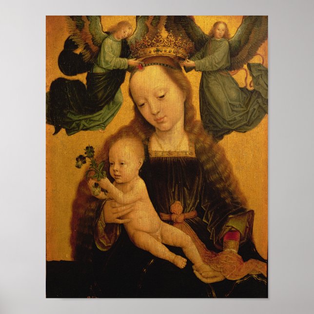 Poster Madonna e Criança Cruzadas por Dois Anjos, c.1520 (Frente)