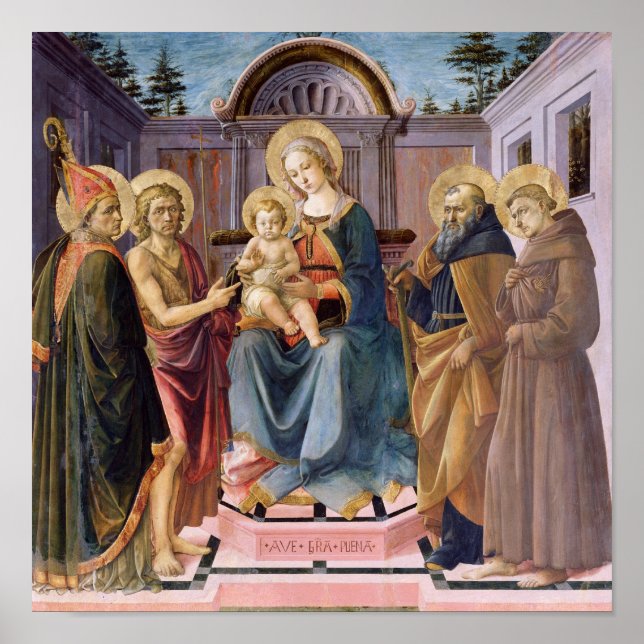 Poster Madonna e Criança Enthronados com SS (Frente)