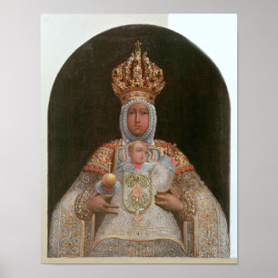 Póster Madonna e criança, escola de Cusco