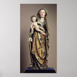 Póster Madonna e Criança, Escultura de Madeira