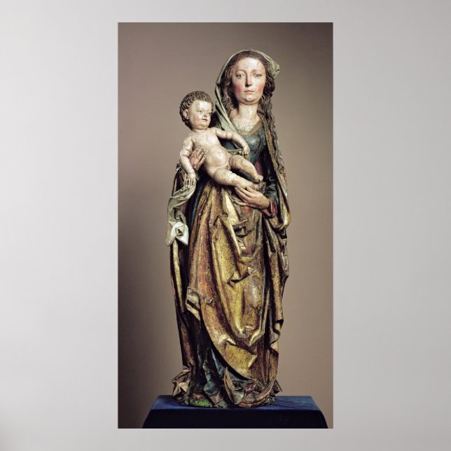 Póster Madonna e Criança, Escultura de Madeira (Frente)